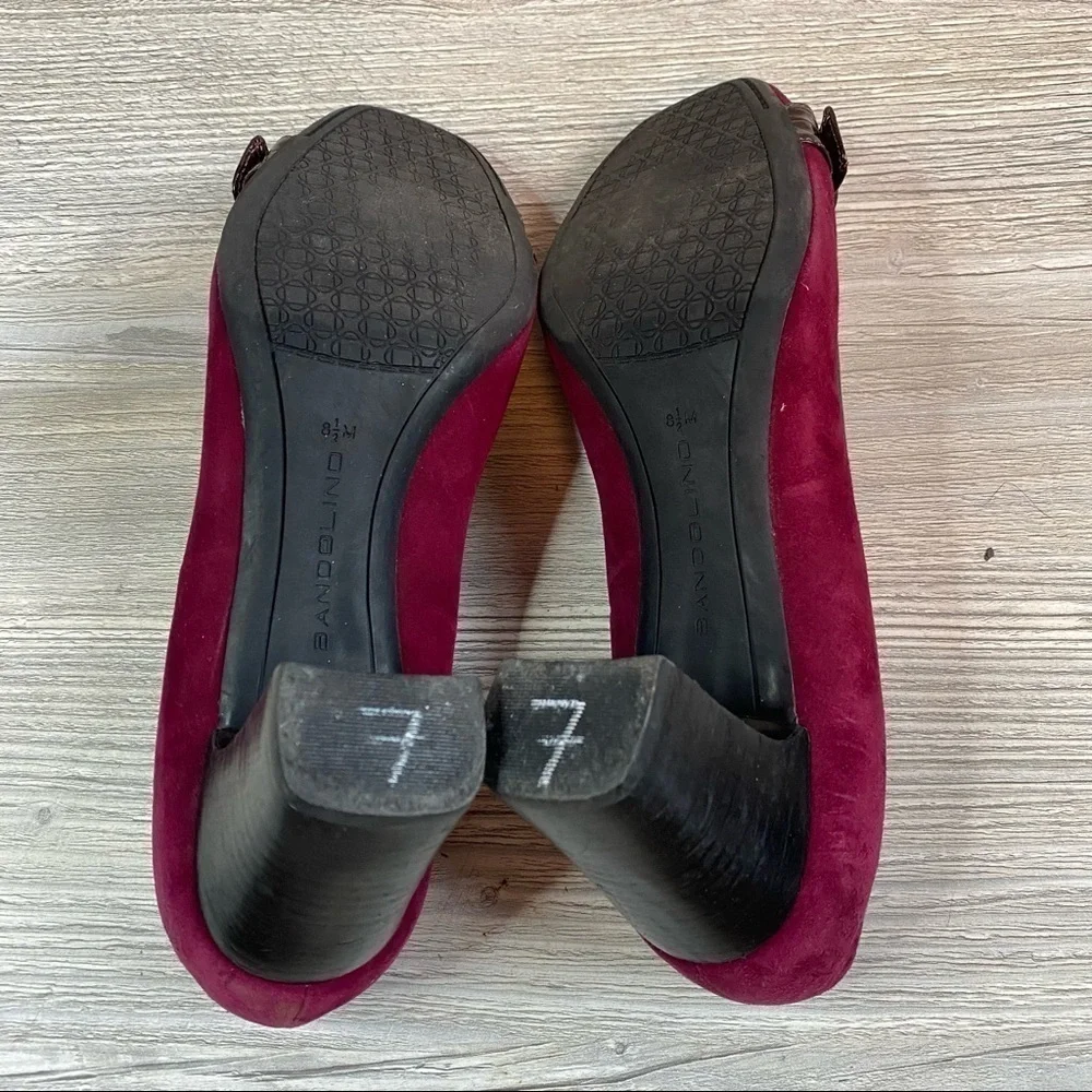Woman’s Bandolino BDJasper suede chunky vintage look wood stacked heels size 8.5